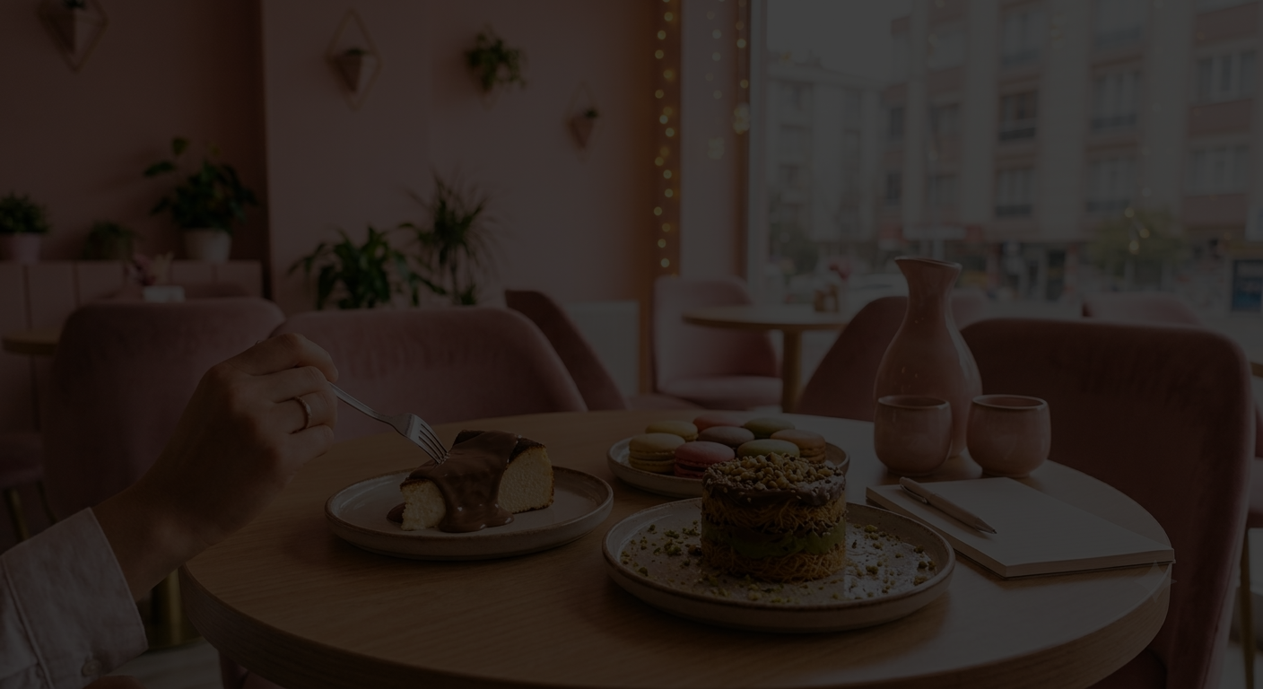 Why Coffee Beylikdüzü şubesinde sunulan San Sebastian Cheesecake, waffle ve özel tatlı çeşitleri